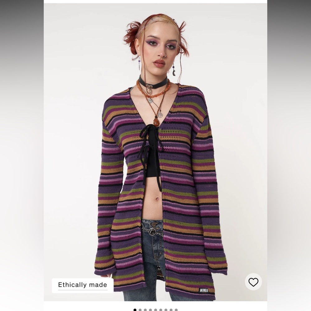 🆕Minga London- LUNA FOREST STRIPES TIE FRONT KNIT CARDIGAN